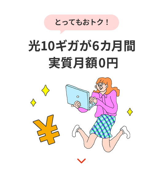 光10ギガが6カ月間 実質月額0円